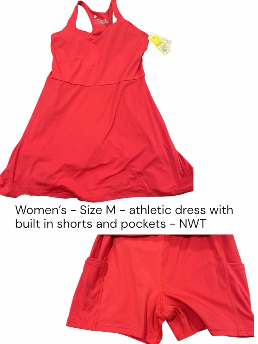 Women's All In Motion Athletic Dress with Built-In Shorts - salmon color- NWT